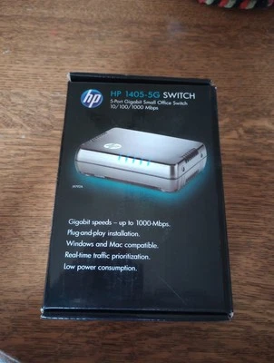 HP 1405-5G Switch (Untested) J9792A Cracked Corner Of Device (Check Pics) W/ Box - Image 1 of 4