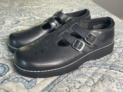 Туфли American Eagle модель Mary Jane черные Y2k T-образная планка с двойной пряжкой ремни Academia 7 Вт - Изображение 1 из 4