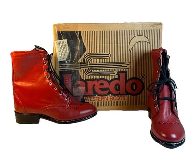 Botas occidentales Laredo rojas de colección nuevas en caja para mujer talla 6 1/2 medianas hechas en EE. UU. Foto 1 de 4