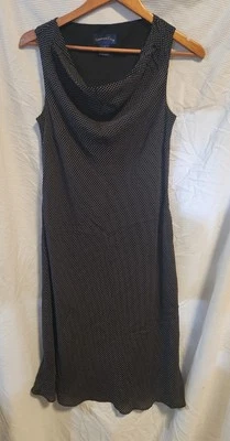 Charter Club Shift A-Line Dress Size 8 Black White 100% Silk Lined Polka Dots - Image 1 of 4
