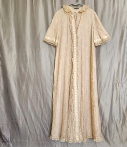Vintage 1950s Odette Barsa Robe Size Small - Medium Pink Nylon Lace Sold As Is  - Picture 1 of 19