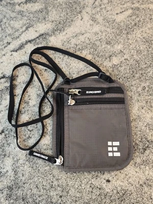 Cartera con cuello de rejilla cero soporte para pasaporte bandolera bolsa de viaje bloqueo RFID gris Foto 1 de 4