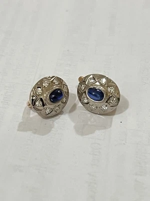 Antique 583 К  Rose Gold and Natural Sapphire Diamonds  Earrings - Image 1 of 4
