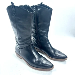 FRYE Western Boots Womens SZ 9M Black Faux Leather Moto Riding Cowgirl Biker - Picture 1 of 18