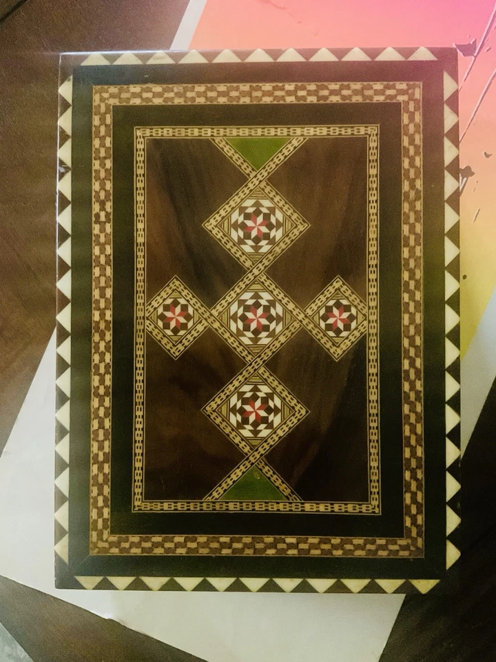 Middle Eastern Syrian Inlaid Marquetry Mosaic Inlaid Folding Chess Board Vintage - Image 1 of 4