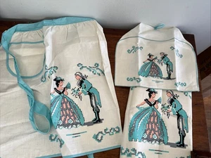 Vintage Mid Century Lot apron toaster cover half apron tea towel retro Kitchen - Picture 1 of 13