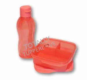 Juego de 2 botellas ecológicas y almuerzos divididos caja bento guayaba coral - Imagen 1 de 2