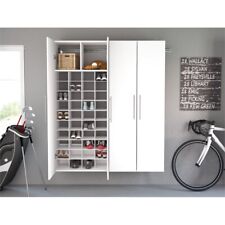 Prepac HangUps 30" Wall Mounted Garage Storage Wood Shoe Cabinet in White