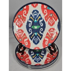 Williams Sonoma Plates Melamine Ikat Salad Boho Southwest Morocco Picnic Set 4 - Picture 1 of 16