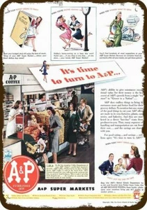 1944 Retro 40's A&P Super Market Vintage-Look-Edge DECORATIVE REPLICA METAL SIGN - Picture 1 of 1