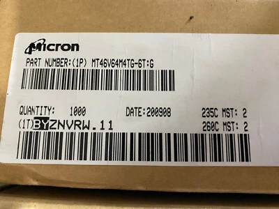 Box of 1000 Micron MT46V64M4TG-6T DDR Memory IC DRAM 256MBIT PAR 66-TSOP New - Image 1 of 3
