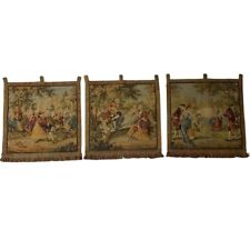 Vintage Gobelins Jardin Louis XV Wall Hanging Tapestry Motif Set of 3 RARE piece