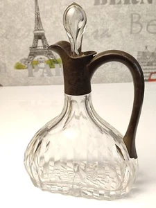 Silver Carafe decanter 1930 vintage 800 Sterling Silver German carafe crystal - Picture 1 of 19