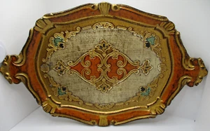 Florentia Gold & Grafik Holz Serviertablett Florenz, Italien 14 x 9 - Bild 1 von 9