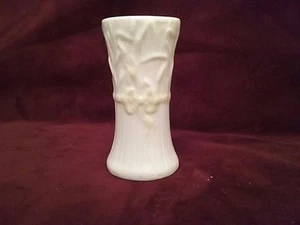BELLEEK TYPHA SPILL YELLOW RIBBON BUD VASES, GREEN SIXTH MARK, 1965-1980 - Picture 1 of 3