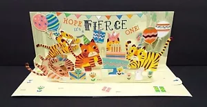 Tiger Happy Birthday Greeting Card 3D Pop Up Panoramic Motion Animal Party - Picture 1 of 7