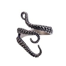 Octopus Tentacle Ring Pirate Nautical Steampunk Gothic open adjustable silver 