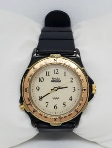 Mens Vintage Timex Indiglo Compass Bezel Gold Tone Philippines Analog Watch E1 - Picture 1 of 10