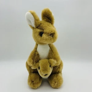 ORIGINAL ASI "KANGAROO AND JOEY" POLYETHYLENE PELLETS TAN STUFFED PLUSH ANIMAL - Picture 1 of 7