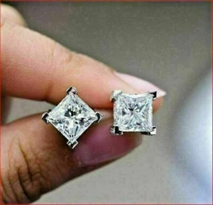 Women's 2.50CT Princess Cut Brilliant Lab Created 14K White Gold Plated - Picture 1 of 6