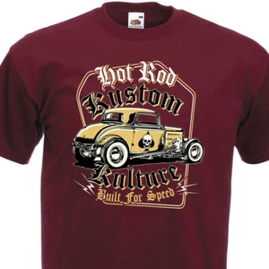 T-shirt HOT ROD - Kustom Kulture Built For Speed - V8 Ford T Custom Racer Drag - Imagen 1 de 1