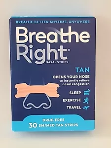 Breathe Right ORIGINAL Nasal Strips, TAN, Small & Medium 30 STRIPS • EXP : 10/28 - Picture 1 of 6