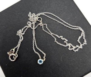 Natural Aqua Gemstone Bezel set on 14k White Gold Cable - Picture 1 of 5