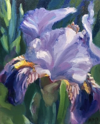 PDQ Artista Original Pintura al Óleo Floral Iris Flor Realismo Impresionista Arte Foto 1 de 4