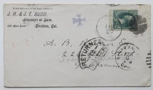 1880s "Return to Sender" Stockton San Joaquin County California to San Francisco - Picture 1 of 3