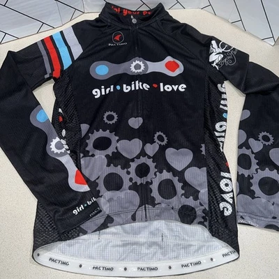 Camiseta de ciclismo Pactimo para mujer talla pequeña manga larga roja azul cremallera completa niña IMBA Foto 1 de 4