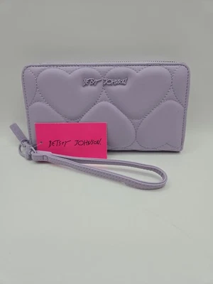 BETSEY JOHNSON Cartera Muñequera con Ranuras CC Cierre de Cremallera NUEVO CON ETIQUETAS Corazones Cosidos  Foto 1 de 4