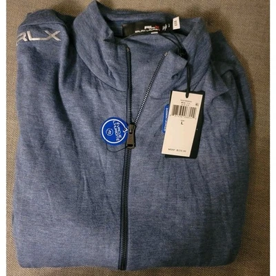 RLX Ralph Lauren Golf Men L Full Zip Wicking Stretch Jacket Heathered Blue $228 - Image 1 of 4