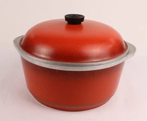 Olla de aluminio vintage Club holandesa horno 6 cuartos? "Con tapa 11 1/4"" naranja quemado" - Imagen 1 de 16