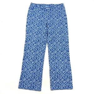 J McLaughlin Carmel Pants Catalina Cloth Lukas Geo Print Blue Size Large - Picture 1 of 8