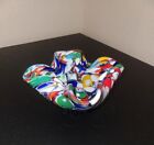 Murano Blue Multi Colored Footed 5.75 " Trinket Dish