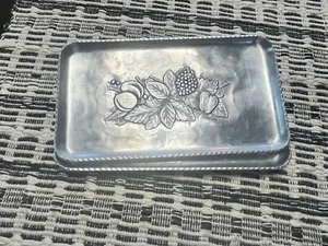 Trays VTG FALL Everlast Forged Aluminum Vanity Tray (2) Fruit Floral 5X9” - Picture 1 of 5