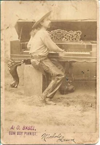 Original Photograph of A.O. Babel the "Cow Boy Pianist" ca. 1880 - Picture 1 of 1