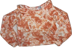 Rare Sport Girl's Sweater Set Size 12 Orange Tie Dye Ruffles Cropped Top Loose - Picture 1 of 13