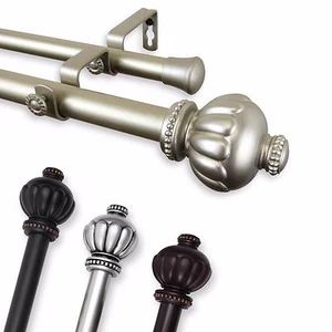 Mae 1" Double Curtain Rod Adjustable Drapery Rod 28-240" (5 sizes, 4 colors) - Picture 1 of 5