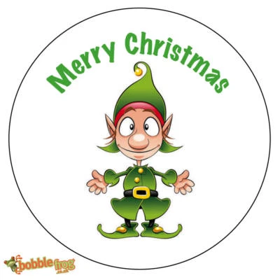 BOBBLEFROG 72 x CHRISTMAS NON Personalised Wrapping Card Seal Stickers Elf Helper CH6