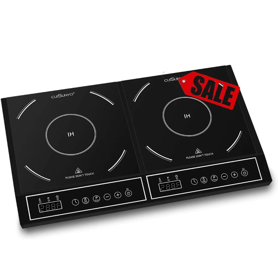 Cuisunyo Dual Induction Cooktop - Countertop Burners 1800w Power Sharing Elect