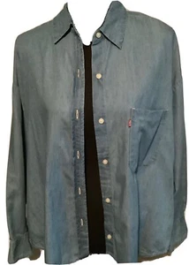 Levi's Hemd Damen Gr. M, Blau Knopfleiste Langarm Chambray Denim Schlitz hinten - Bild 1 von 7