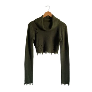 Fab'rik olivgrün Distressed Rollkragenpullover - Bild 1 von 5