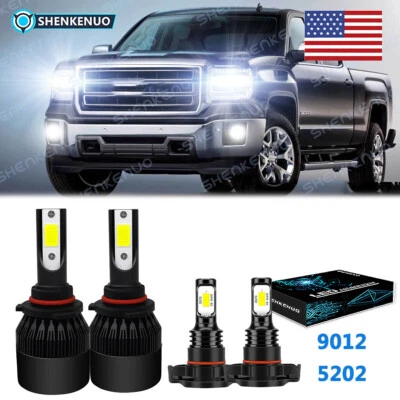 Para GMC Sierra 1500 2014-2016 - Kit de 4 faros LED 6000K + luces antiniebla Foto 1 de 4