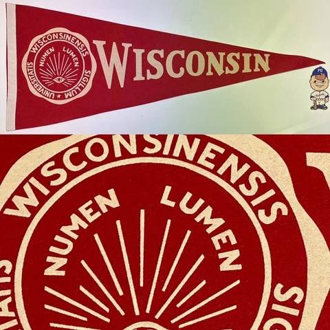 1950’s Vintage Wisconsin Badgers Madison University Pennant 11.5x29.5 Big Ten Cover