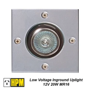 4 x HPM Square Inground Garden Uplights 12V 20W MR16 Low Voltage Silver - Picture 1 of 7