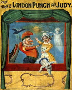 POSTER PUPPET THEATER LONDON PUNCH AND JUDY MARIONETTE VINTAGE REPRO FREE S/H - Picture 1 of 1