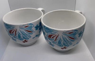 Juego de 2 tazas de café grandes de 16 oz IKEA Bullra flores turquesa- #15199 Foto 1 de 4