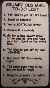 Grumpy Old Man TO-DO List sign gift humor gag funny - Picture 1 of 1