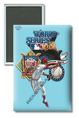 1981 World Series NY Yankees LA Dodgers MLB Program 2 x 3 Refrigerator Magnet - Image 1 of 3